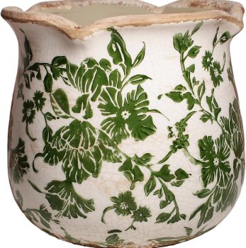 Ceramic Pots for Plants, Vintage Plant Pots with Drainage Hole, 6.11in. Planter for Indoor Plants, Crackle Glaze Finish Flower Pot, Perfect Tuscan Ceramic Planter for Gardening, Green