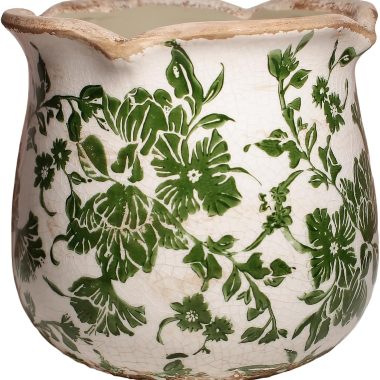 Ceramic Pots for Plants, Vintage Plant Pots with Drainage Hole, 6.11in. Planter for Indoor Plants, Crackle Glaze Finish Flower Pot, Perfect Tuscan Ceramic Planter for Gardening, Green