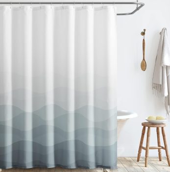 jinchan Ombre Grey Ocean Wave Shower Curtain Waterproof Fabric Shower Curtains for Bathroom Gradual Color Design Nautical Coastal Beach Bath Decor with 12 Hooks 70×72 Inches